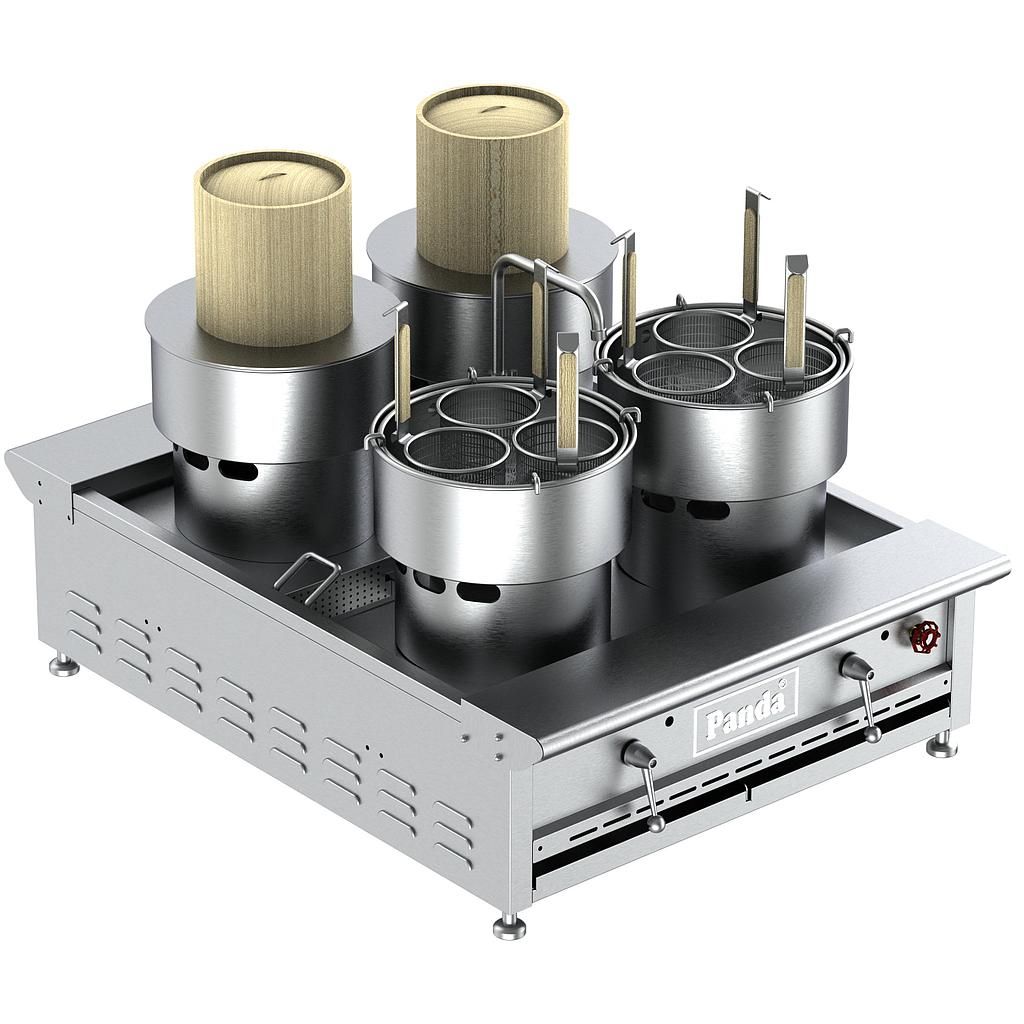 Open Kitchen Countertop Style With 2 Noodle Cookers + 2 Dim Sum